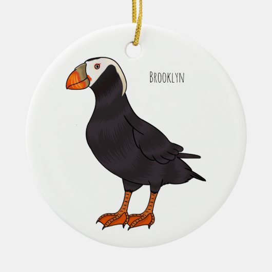 Afbeelding van cartoon van tufvogel keramisch ornament (Voorkant)