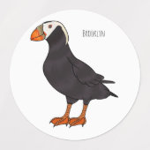 Afbeelding van cartoon van tufvogel labels (Design 1)