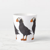Afbeelding van cartoon van tufvogel latte mok (Voorkant)