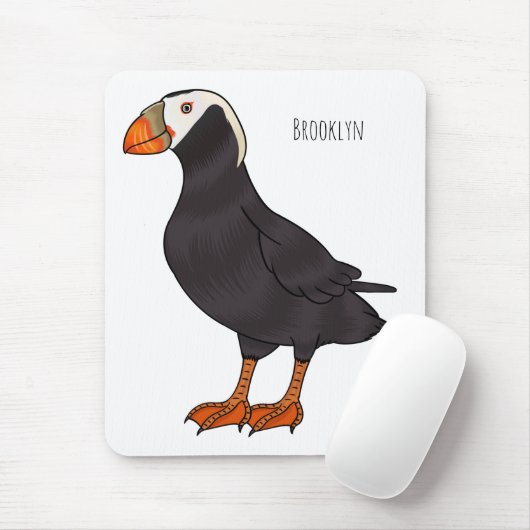 Afbeelding van cartoon van tufvogel muismat (Met muis)