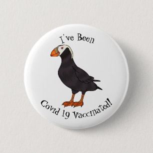 Afbeelding van cartoon van tufvogel ronde button 5,7 cm