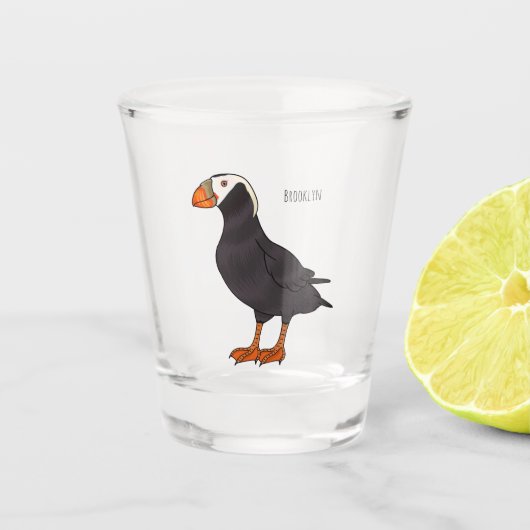 Afbeelding van cartoon van tufvogel shot glas (Voorkant)