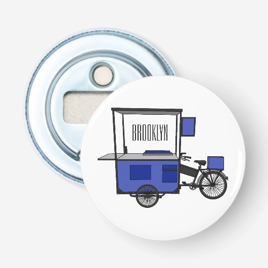 Afbeelding van cartoon van voedselkar button flesopener (Voorkant)