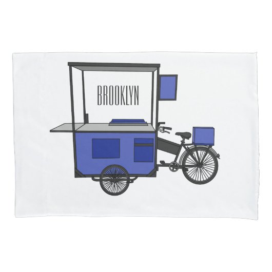 Afbeelding van cartoon van voedselkar kussensloop (Voorkant)