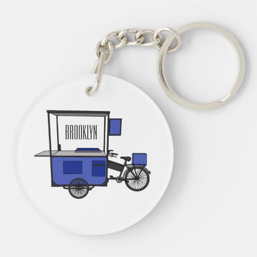 Afbeelding van cartoon van voedselkar sleutelhanger (Achterkant)