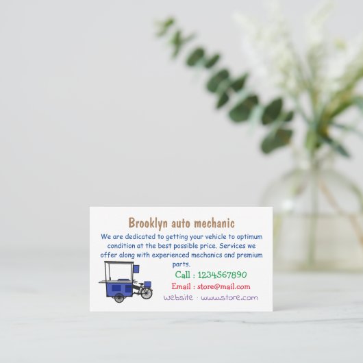 Afbeelding van cartoon van voedselkar visitekaartje (Staand voorkant)