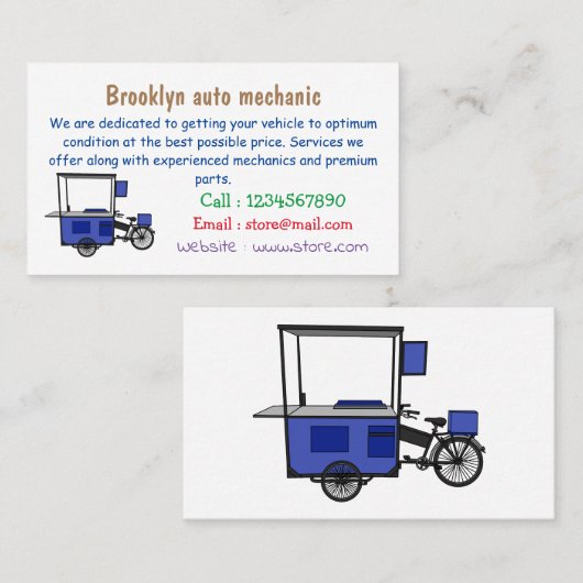 Afbeelding van cartoon van voedselkar visitekaartje