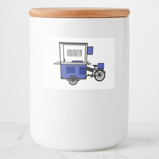 Afbeelding van cartoon van voedselkar voedselcontainer etiket (Voorkant)