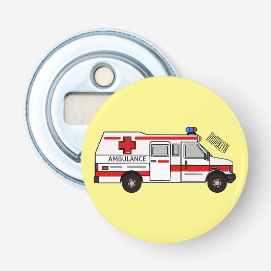 Afbeelding van cartoon voor ambulance button flesopener (Voorkant)