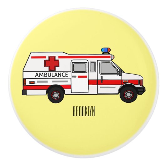Afbeelding van cartoon voor ambulance keramische knop (Voorkant)