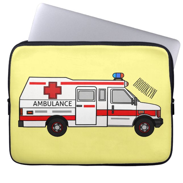 Afbeelding van cartoon voor ambulance laptop sleeve (Voorkant)