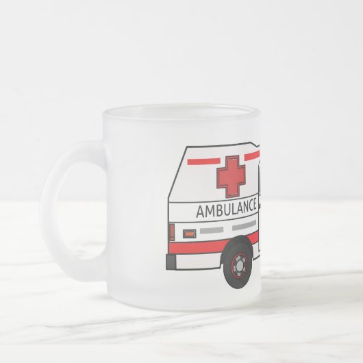 Afbeelding van cartoon voor ambulance matglas koffiemok (Links)