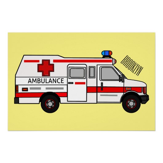 Afbeelding van cartoon voor ambulance perfect poster (Voorkant)