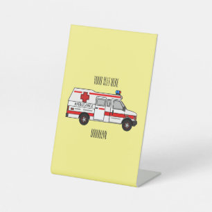 Afbeelding van cartoon voor ambulance reclamebord met voetstuk