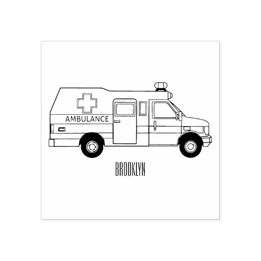 Afbeelding van cartoon voor ambulance rubberstempel (Afrduk)