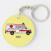 Afbeelding van cartoon voor ambulance sleutelhanger (Achterkant)