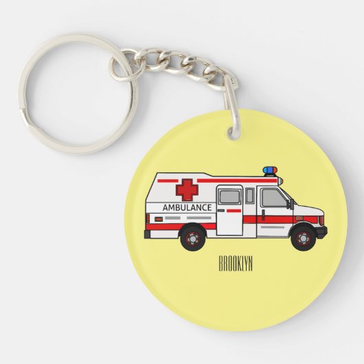 Afbeelding van cartoon voor ambulance sleutelhanger (Voorkant)