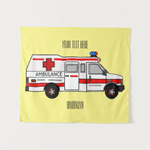 Afbeelding van cartoon voor ambulance wandkleed