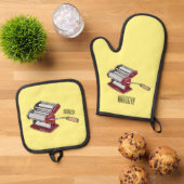 Afbeelding van cartoon voor pasteiters ovenwant & pannenlap set (Top down)