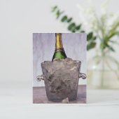 Afbeelding van Champagne in de ijskammer van glas Briefkaart (Staand voorkant)