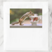 Afbeelding van Chipmunk met China Teacup Rechthoekige Sticker (Tas)