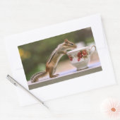 Afbeelding van Chipmunk met China Teacup Rechthoekige Sticker (Envelop)
