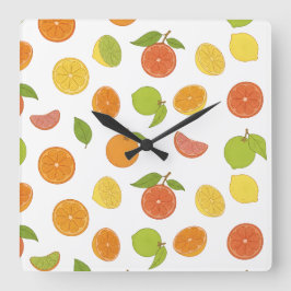 Afbeelding van citrusvruchten vierkante klok
