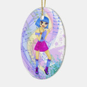 Afbeelding van dansende mode met helder blauw haar keramisch ornament (Links)