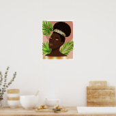 Afbeelding van de Afrikaanse American Woman Gold Poster (Keuken)