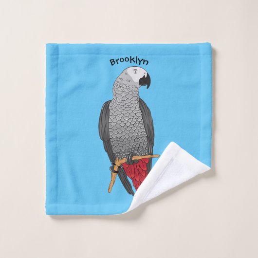Afbeelding van de Afrikaanse grijze papegaai carto Bad Handdoek (Wasdoekje)
