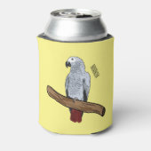 Afbeelding van de Afrikaanse grijze papegaai carto Blikjeskoeler (Blikje Achterkant)