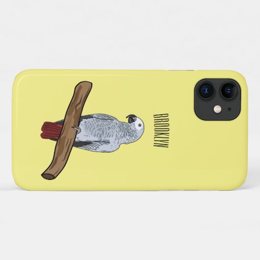 Afbeelding van de Afrikaanse grijze papegaai carto Case-Mate iPhone Case (Achterkant (horizontaal))