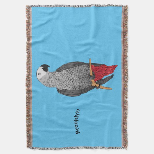 Afbeelding van de Afrikaanse grijze papegaai carto Deken (Voorkant Verticaal)