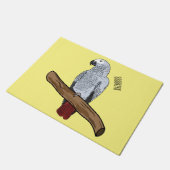 Afbeelding van de Afrikaanse grijze papegaai carto Deurmat (Schuin)