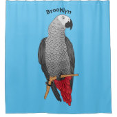 Afbeelding van de Afrikaanse grijze papegaai carto Douchegordijn (Voorkant)