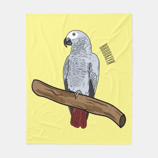 Afbeelding van de Afrikaanse grijze papegaai carto Fleece Deken (Voorkant)