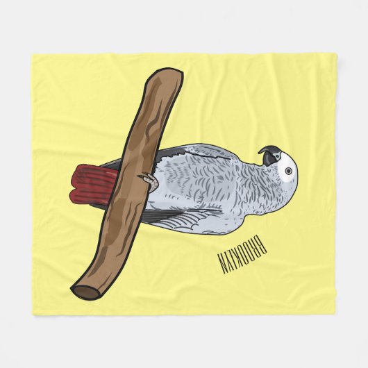 Afbeelding van de Afrikaanse grijze papegaai carto Fleece Deken (Voorkant (Horizontaal))