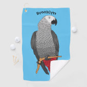 Afbeelding van de Afrikaanse grijze papegaai carto Golfhanddoek (Insitu)