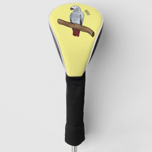 Afbeelding van de Afrikaanse grijze papegaai carto Golfheadcover (Voorkant)