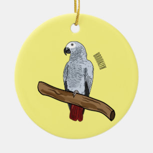 Afbeelding van de Afrikaanse grijze papegaai carto Keramisch Ornament
