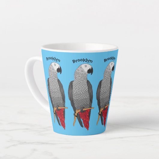 Afbeelding van de Afrikaanse grijze papegaai carto Latte Mok (Linkerhoek)