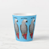 Afbeelding van de Afrikaanse grijze papegaai carto Latte Mok (Voorkant)