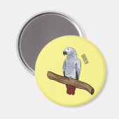 Afbeelding van de Afrikaanse grijze papegaai carto Magneet (Voorkant / Achterkant)