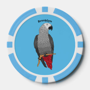 Afbeelding van de Afrikaanse grijze papegaai carto Poker Chips