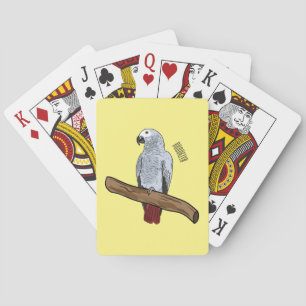 Afbeelding van de Afrikaanse grijze papegaai carto Pokerkaarten