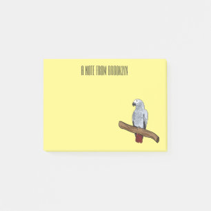 Afbeelding van de Afrikaanse grijze papegaai carto Post-it® Notes
