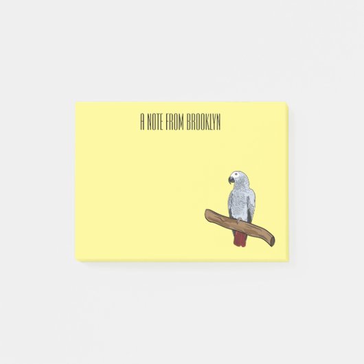 Afbeelding van de Afrikaanse grijze papegaai carto Post-it® Notes (Voorkant)