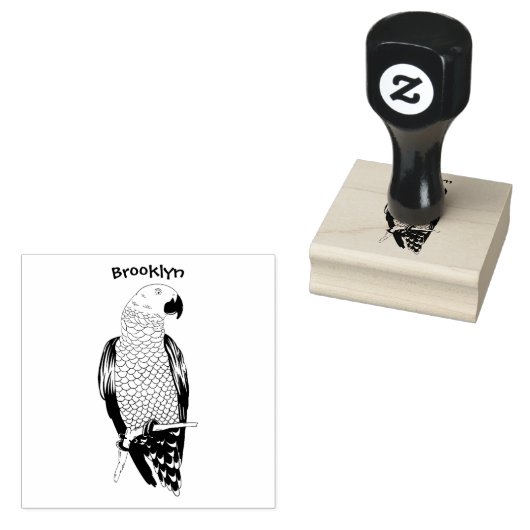 Afbeelding van de Afrikaanse grijze papegaai carto Rubberstempel (Gestempeld)