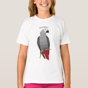Afbeelding van de Afrikaanse grijze papegaai carto T-shirt