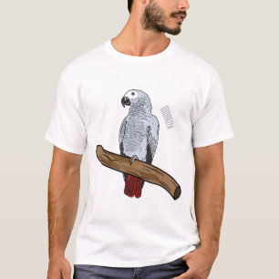 Afbeelding van de Afrikaanse grijze papegaai carto T-shirt